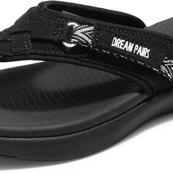 Women's Flip Flops Faux Leather Rubber Sole Arch Support Casual Sandals - Picture 1 of 9